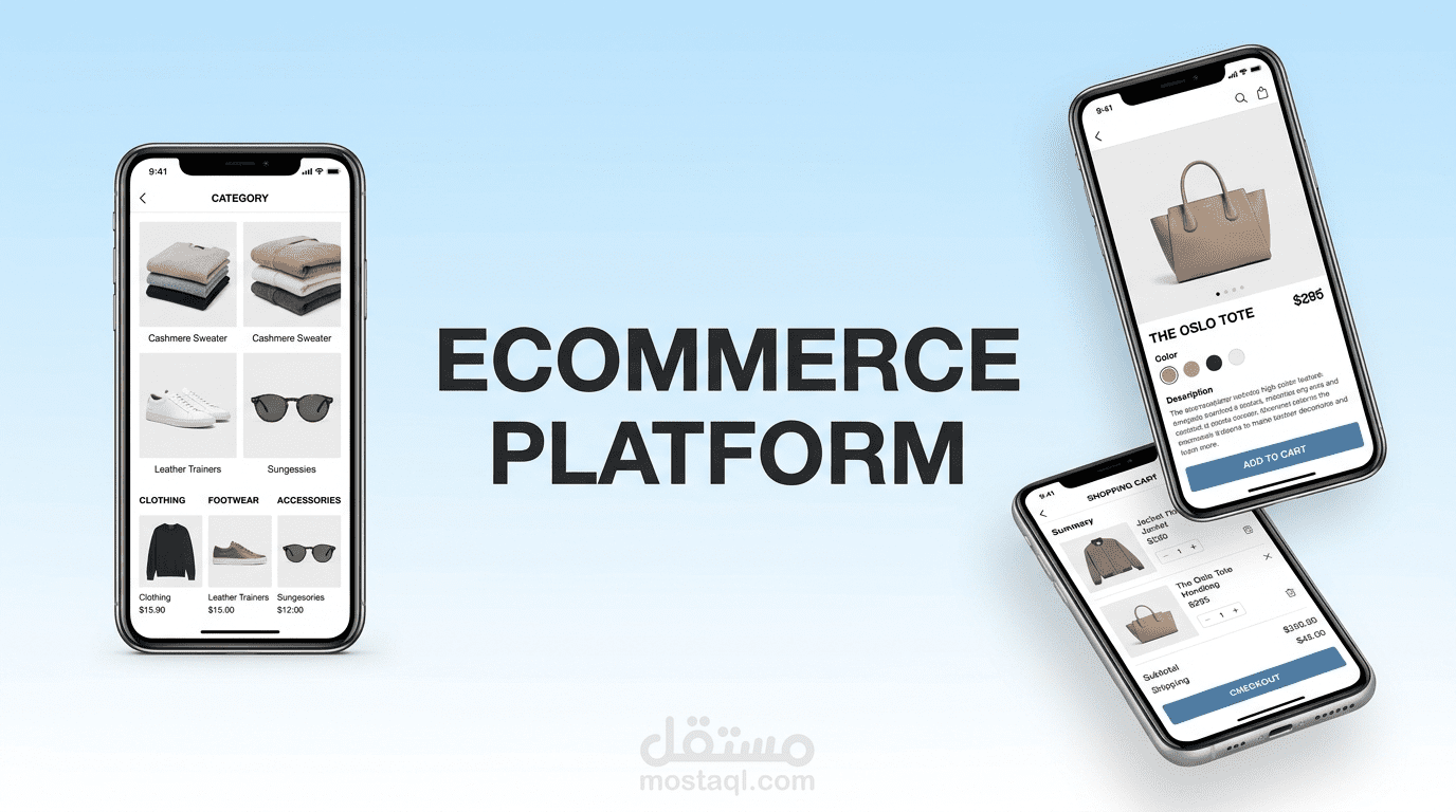 E-Commerce Platform — React Native mobile app screens