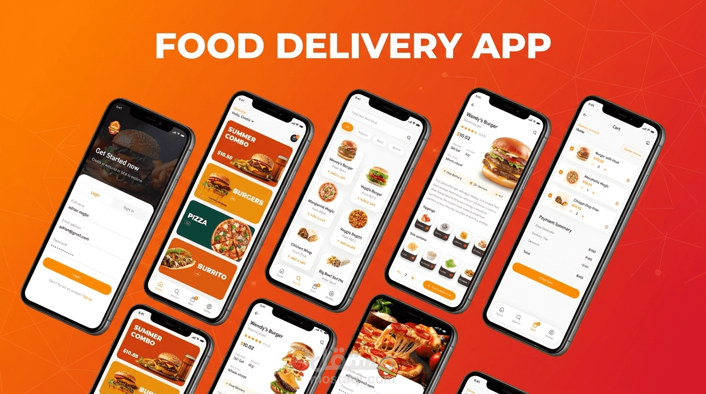 Food Delivery App — React Native mobile app screens
